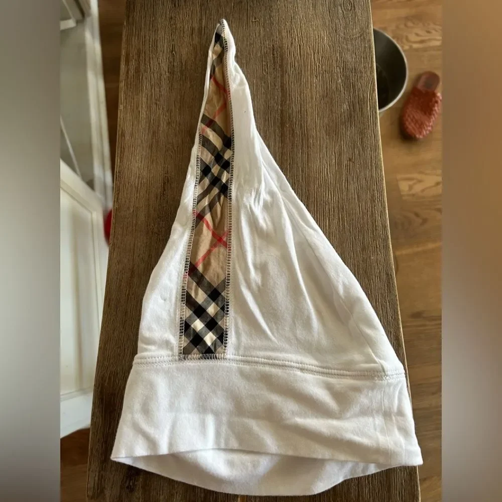 Burberry London White Plaid infant Unisex Boy Girl Cap Hat Designer 6-9 …